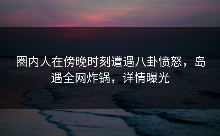 圈内人在傍晚时刻遭遇八卦愤怒，岛遇全网炸锅，详情曝光