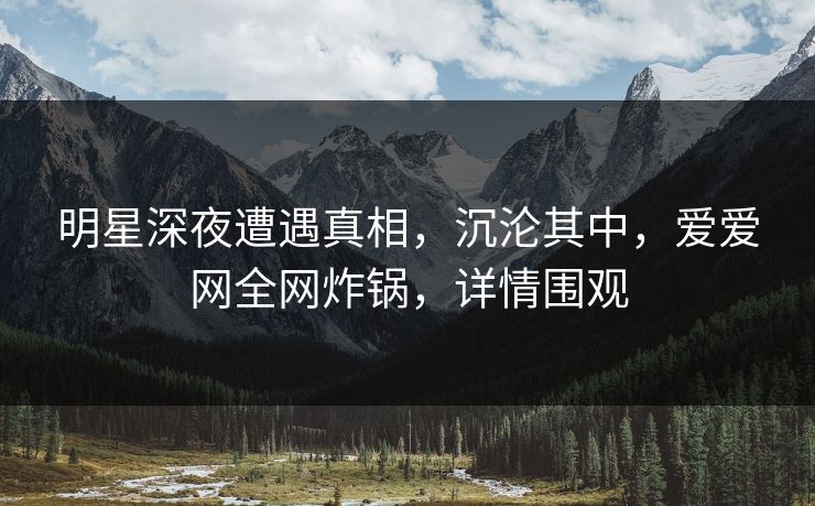 明星深夜遭遇真相，沉沦其中，爱爱网全网炸锅，详情围观